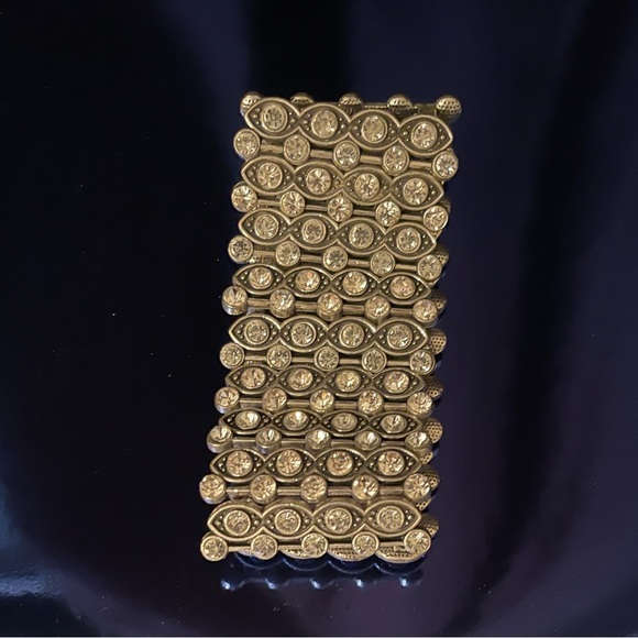 Large Clear Rhinestone Silver Toned Stretch Bracelet - Picture 3 of 7